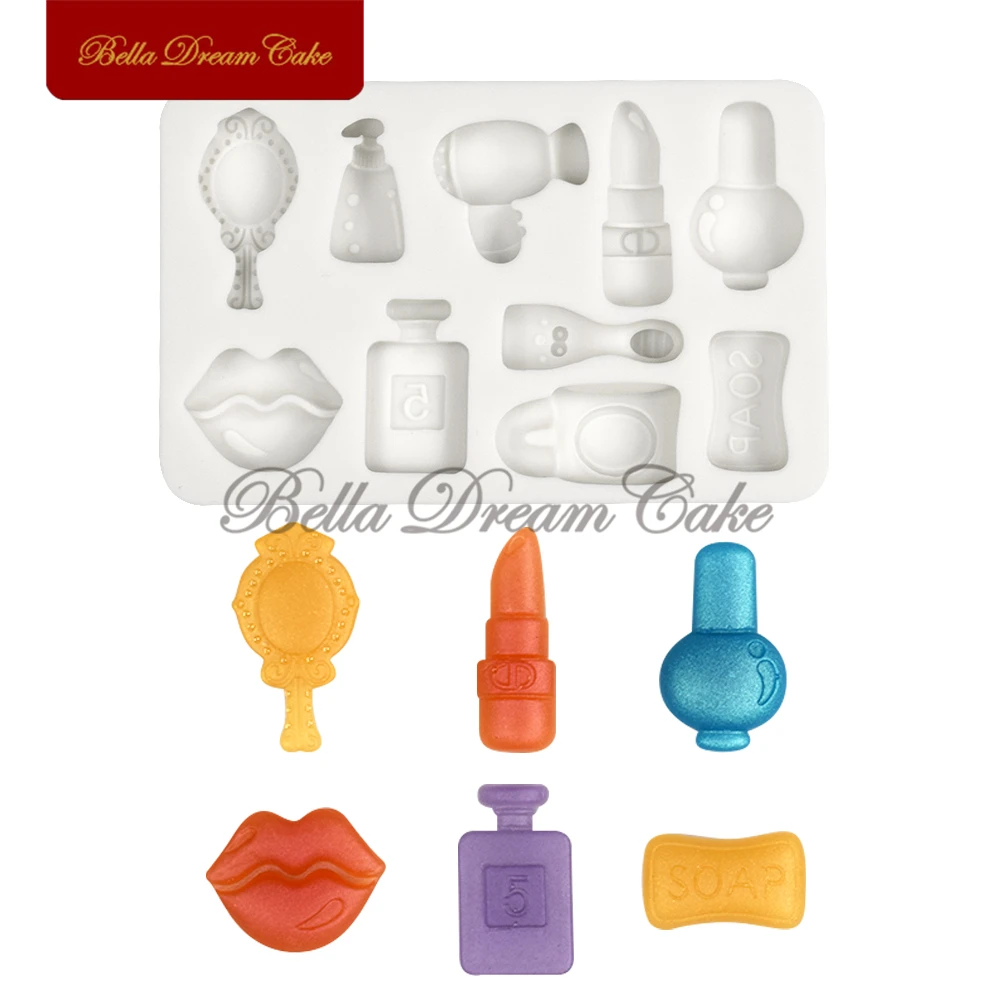 3D Mini Perfume Bottle/Lipstick/Makeup Design Silicone Mold Chocolate Fondant Mould DIY Clay Model Cake Decorating Tool Bakeware