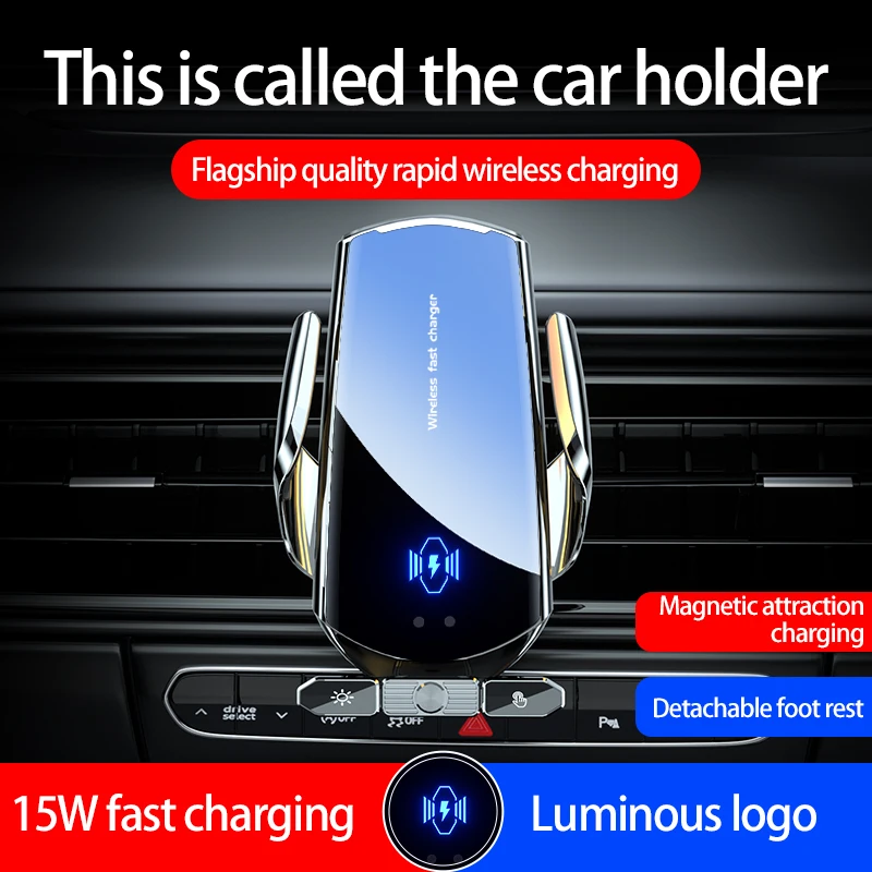 Suporte Universal para Celular Q88 15W, Magnético Destacável e com Carregamento por Fio, Fixação Automática para Saída de Ar e Painel, Compatível com Todos os Celulares