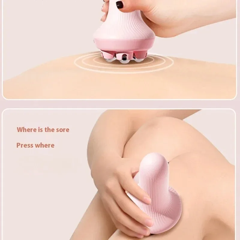 Handheld portable abdominal and leg unblocking meridian roller massage tool,360 ° rotating magnetic bead motion shaping massager