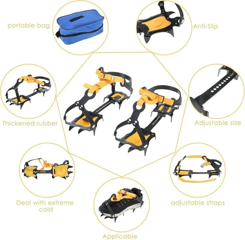 10 Zähne Eis Steigeisen Bergsteiger Stollen für Männer, Frauen, Schnee greift Steigeisen Traktion spitzen zum Wandern Klettern