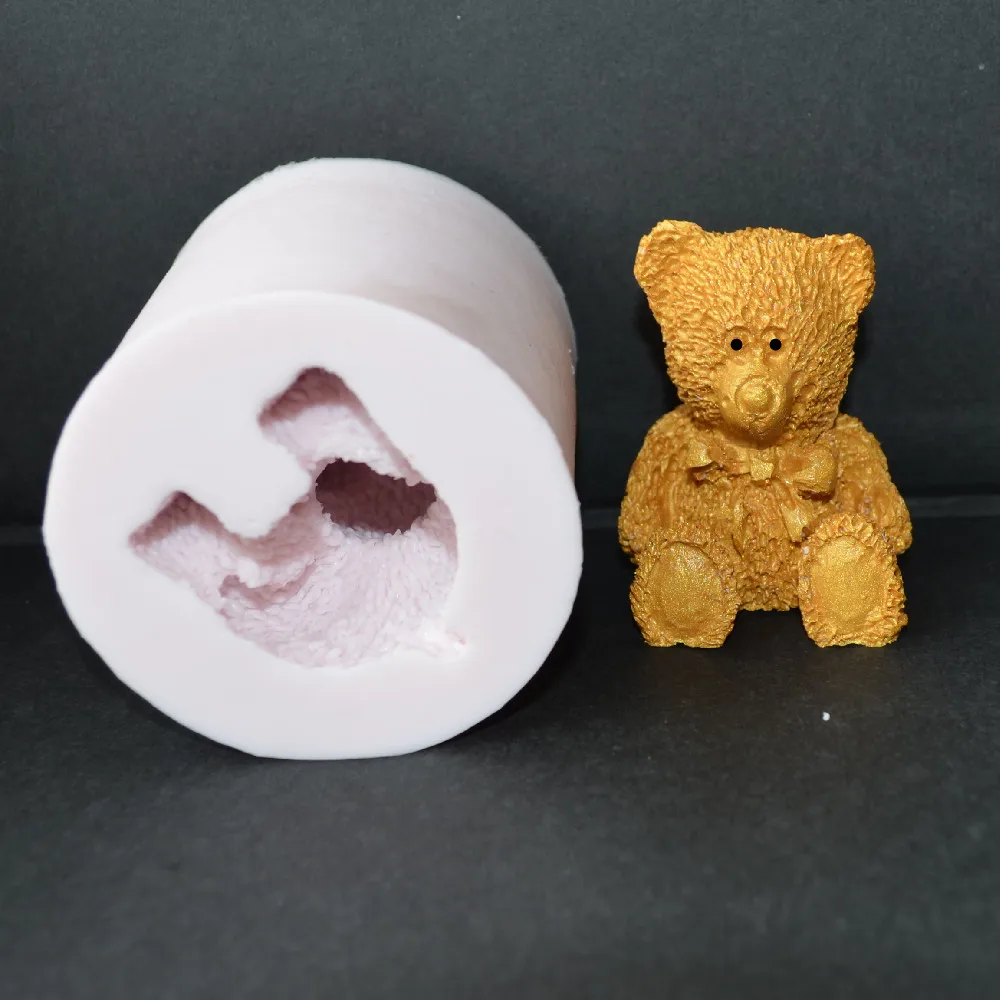 

Hot Selling 80*58mm 3D Soap Molds Cute Teddy Bear Soft Silicone Mold Candle Jelly Cake Handmade Soap Cake Decorating Tools