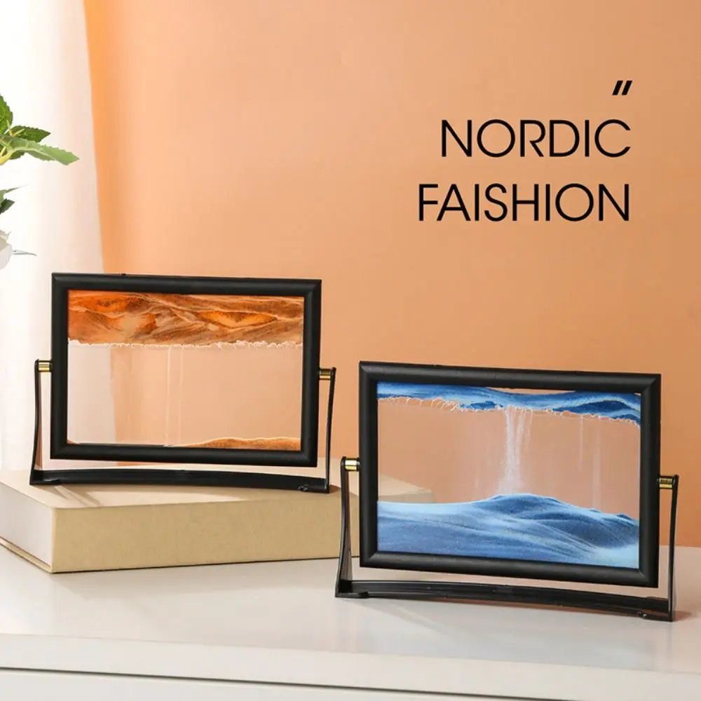 Rotatable Moving Sand Art Picture Home Decor Christmas Gift Glass Quicksand Painting Flowing Sand Sandscapes