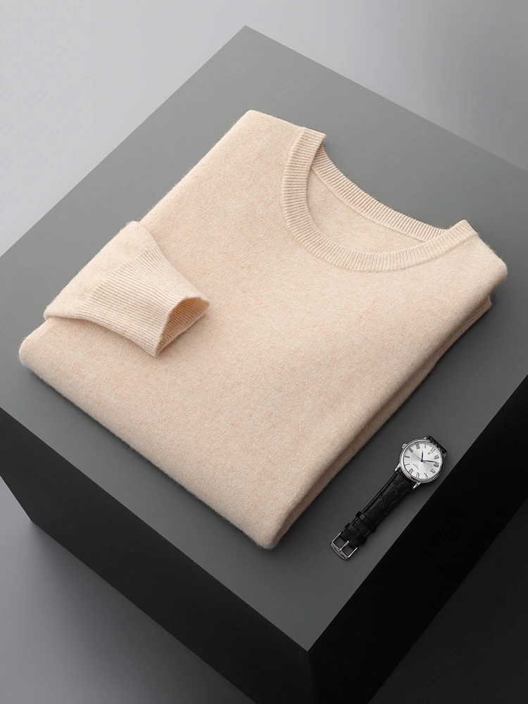 

Basic Men's Sweater 100% Merino Wool Pullover Autumn Winter Sweater Knit O-Neck Smart Casual Cashmere Clothing Solid Inside Join