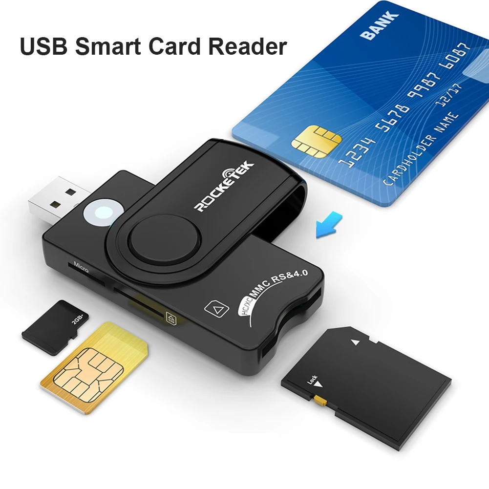 USB SIM Smart Card Reader For Bank Card IC/ID EMV SD TF MMC Card Reader USB-CCID ISO7816 DNI Citizen Memory Card Reader Adapter