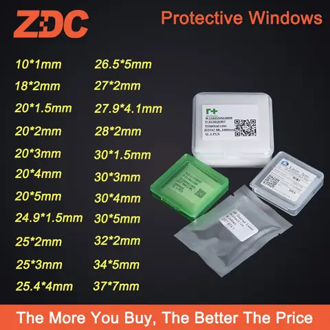 WSX Precitec Raytools WSX Bodor 레이저 헤드 용 파이버 레이저 보호 창 렌즈 보호 Windows Dia18/20/24.9/27.9/30/34/37