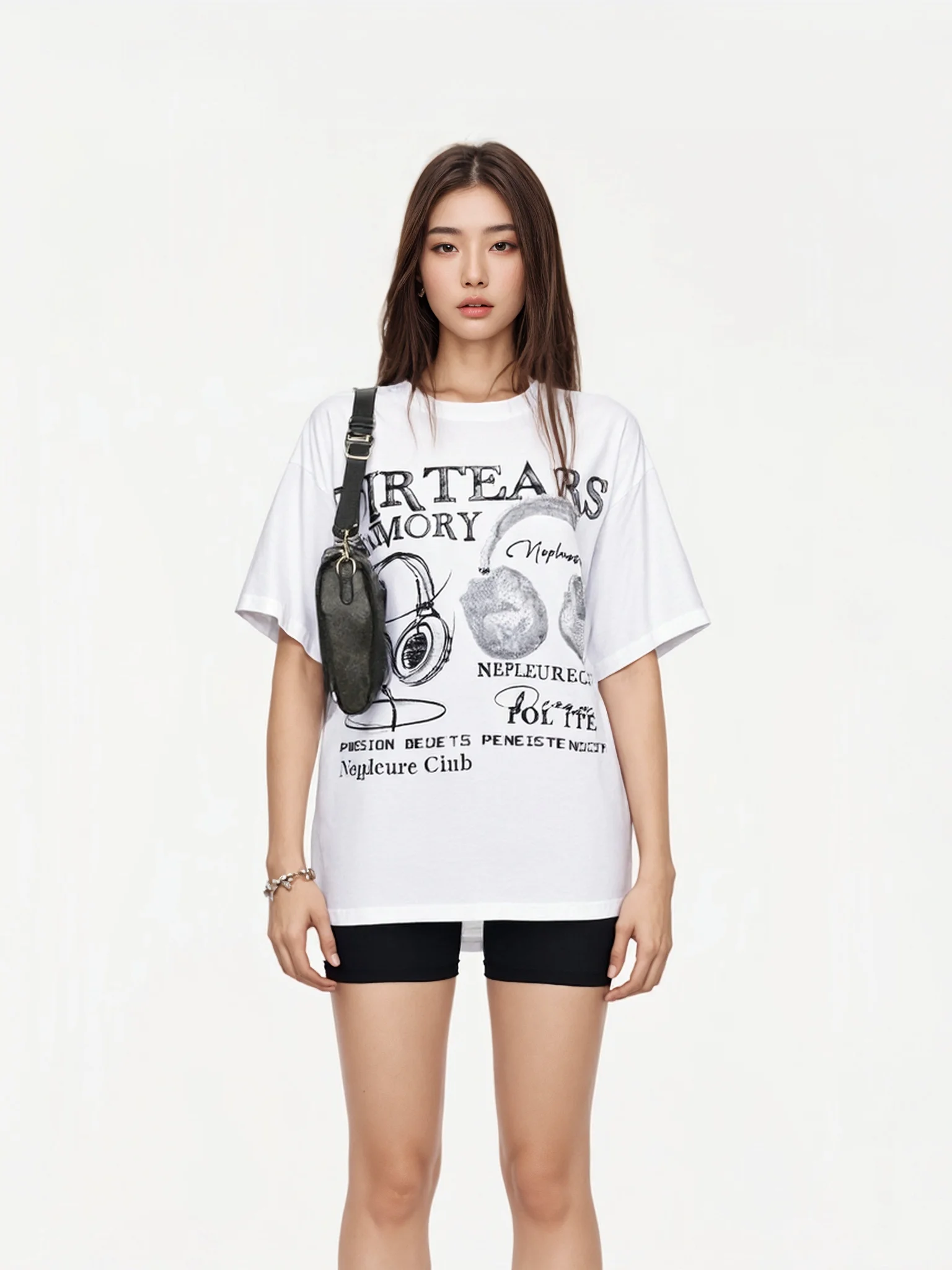 

Новая летняя футболка Bloom World свободного кроя с круглым вырезом и коротким рукавом, полупрозрачная, повседневная, из смесового хлопка, белая, средней длины