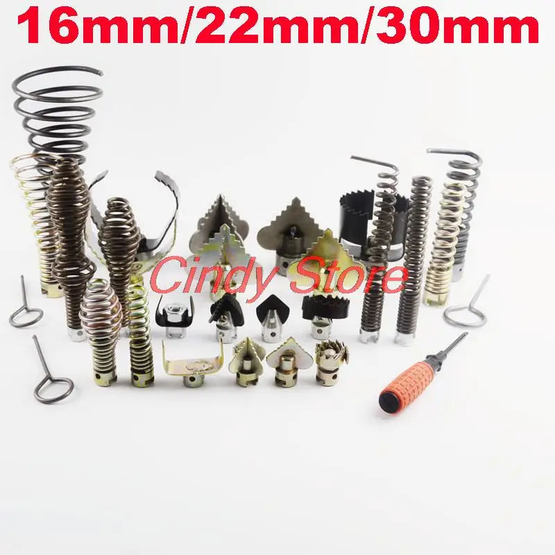 1Sets 16mm/22mm/30mm Pipe Sink Drain Cleaner Sewer Dredge Device Spring Drill Adapter Cutter Head Connector Dredging Accessories