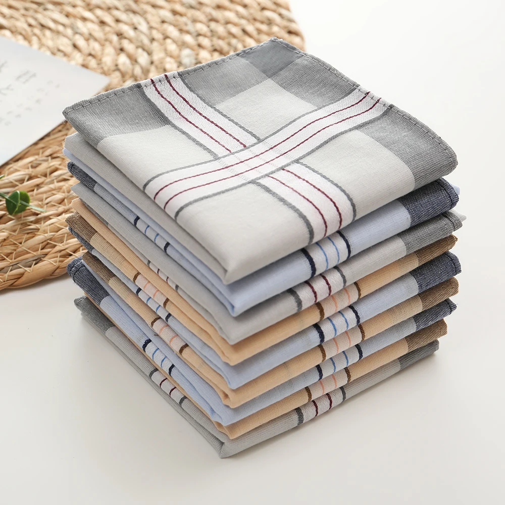 Men's Pure Cotton Yarn-Dyed Handkerchief, Gentleman's Satin Handkerchief, Old-Fashioned Thin Handkerchief, Wedding Season, Father's Day Souvenir, Universal for All Seasons