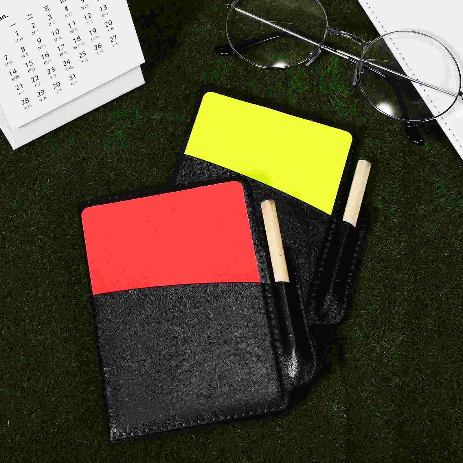 2 Set Red and Yellow Card Suit Soccer Referee Kit Football Cards Standard Wallet Accessory Sports Match Whistle