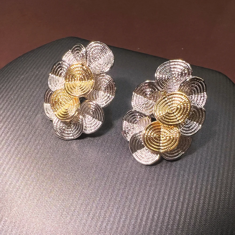 French simple enamel color flower brushed three-dimensional earrings, niche design sense ins cross-border hot-selling versatile