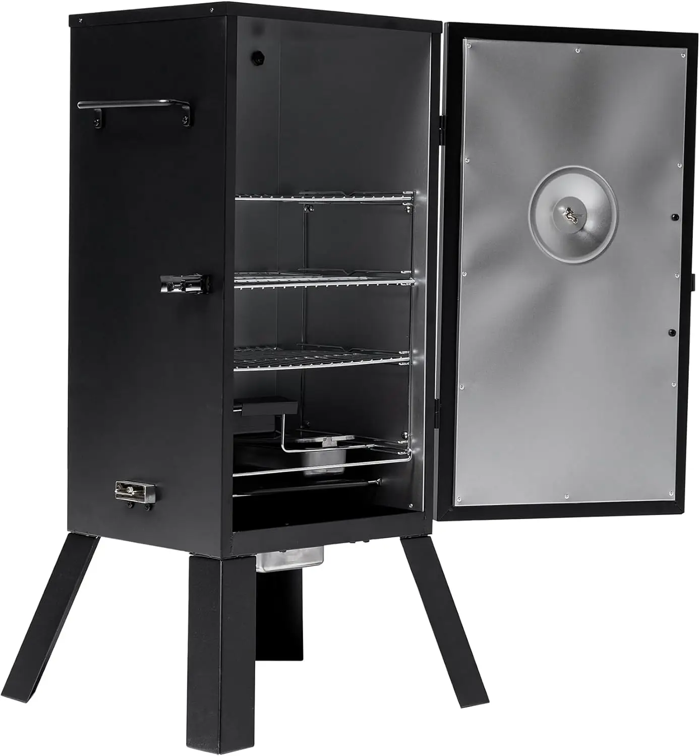 30-inch Electric Vertical BBQ Smoker with Analog Temperature Control, Chrome Smoking Racks and 535 Cooking Square Inches in Blac