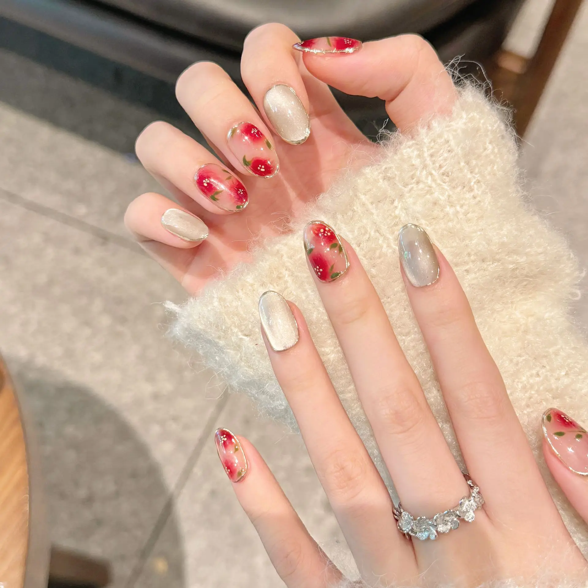Handmade Press on Nails Sweet Cherry Pink Blush Style Fake Nail Tips for Girl Wearable Spring Ins Fresh Korean Cute False Nails view 2