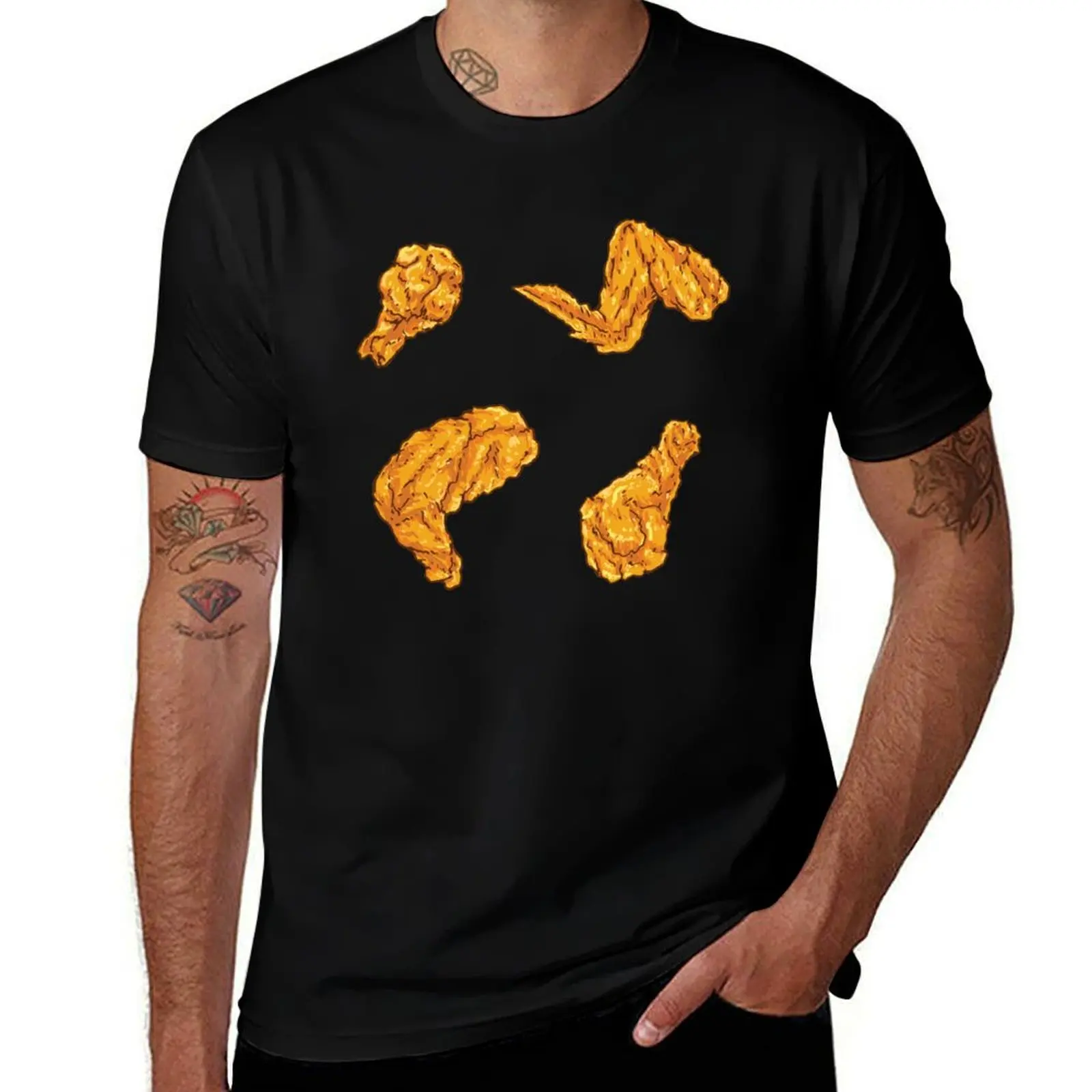 Fried Breaded Crispy Chicken T-Shirt Daily Work Short Sleeve Top T-Shirt