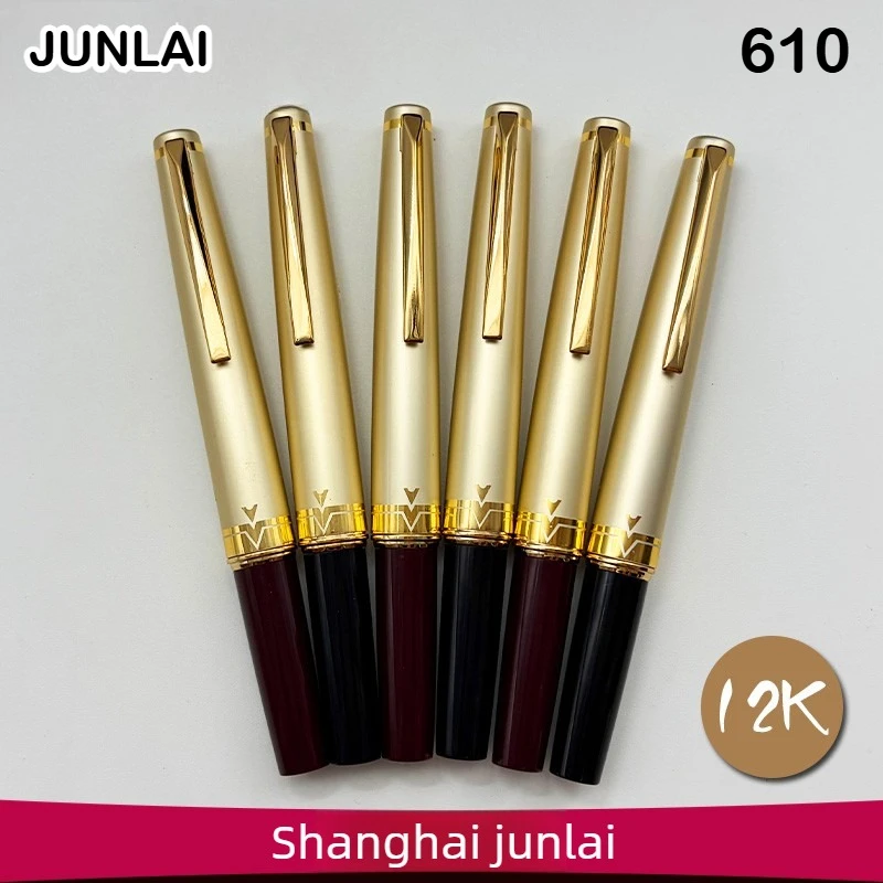 WingSung /Junlai 610 Pocket Red/Black Fountain Pen 12K Gold Pen Nail EF/F/M Nib Business Writing Gift PK Jinhao 59 Majohn B32