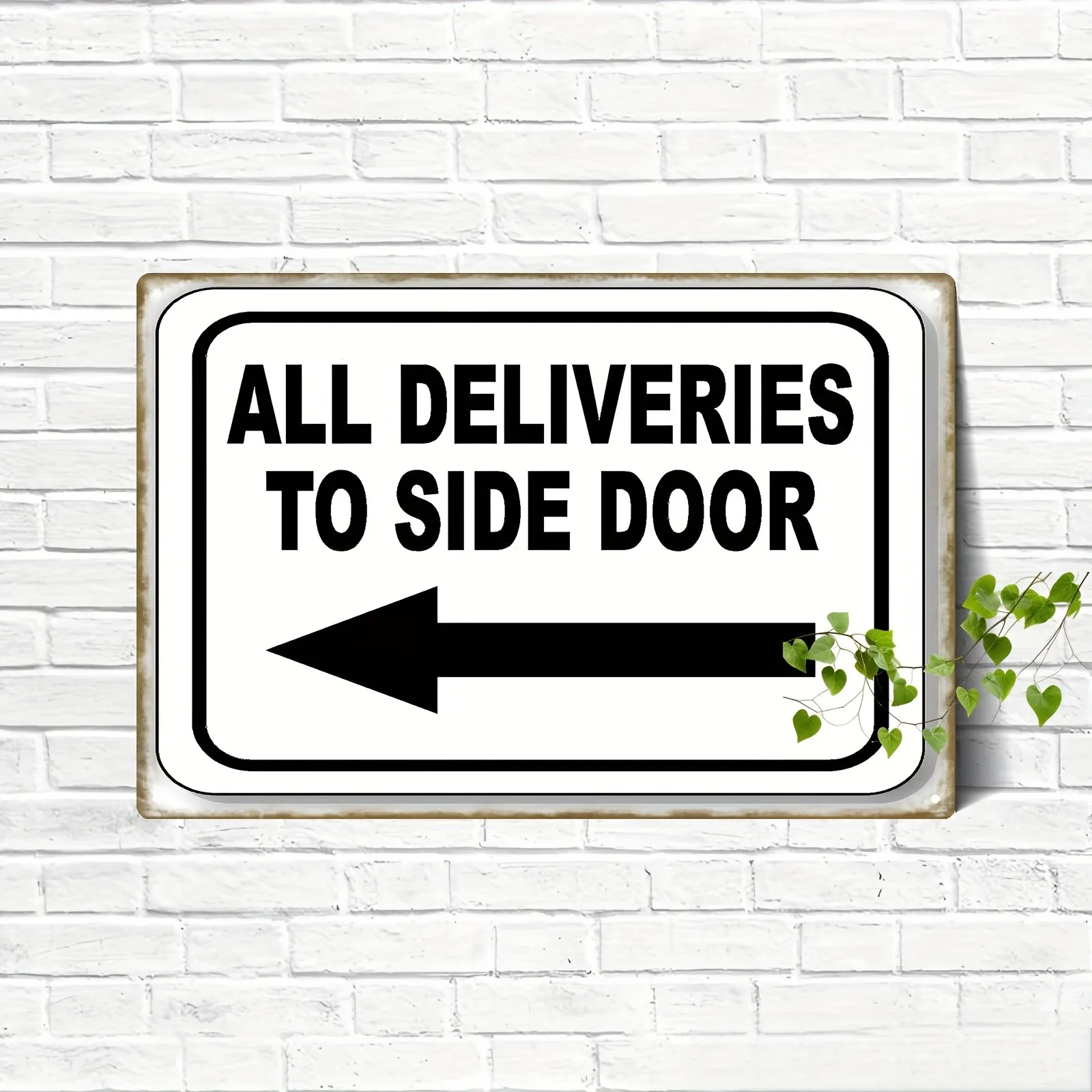 2D Flat Custom Side Door Delivery Metal Plaque Black Arrow 8x12in Rustic Wall Decor Courier Logistics Only Decoration