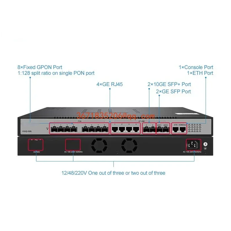 GPON OLT 8 PON ports HSGQ-G04 GPON OLT with 1:128 split ratio 8 ports