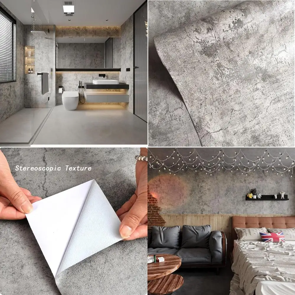 

Современные самоклеящиеся обои с текстурой серого бетона, 24x591 см, особо широкие, для помещений в индустриальном стиле