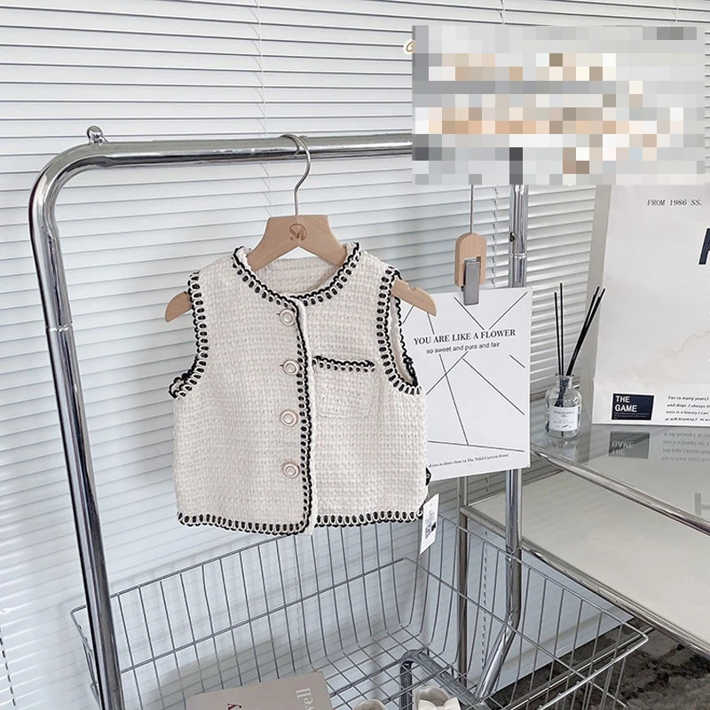 Girls Elegant Premium Korean Trendy Toddler Princess Style Spring Fall Vest Sleeveless Versatile Pretty