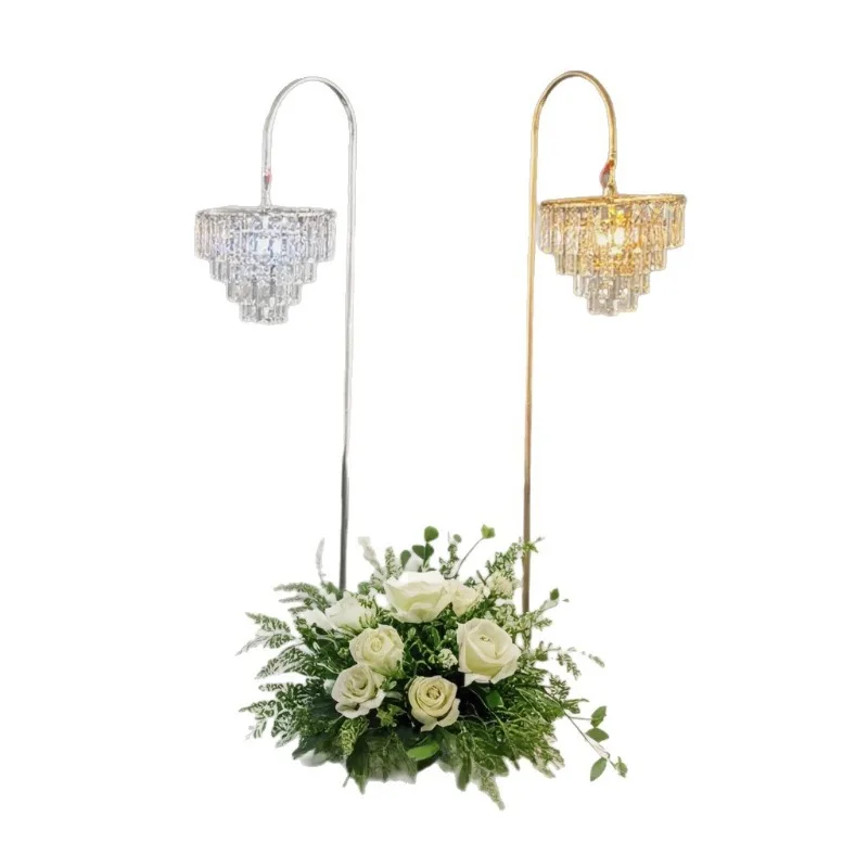 European wrought iron electroplated crystal floor lamp wedding prop lamp ice crystal strip road
