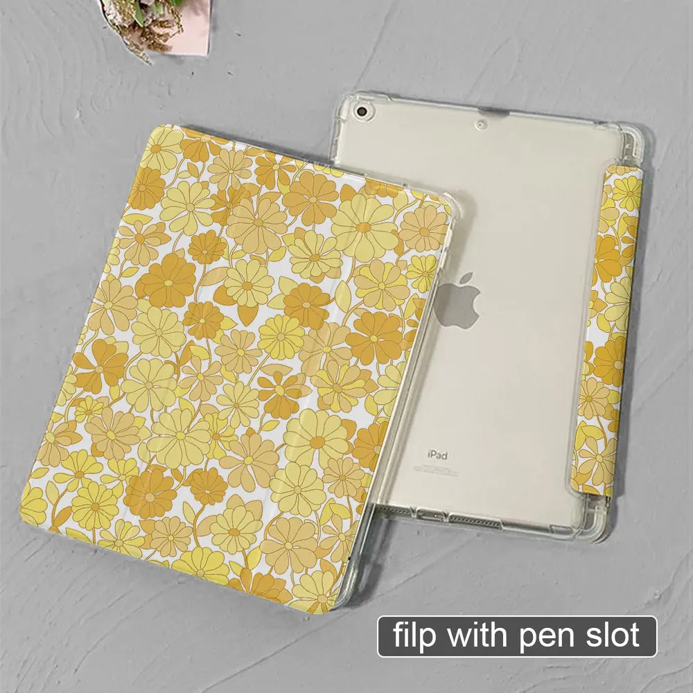 Full screen flower iPad case 2020 Pro11 Sleep Wake up Air 4th generation 10.9in Pen slot mini 5th generation silicone soft case