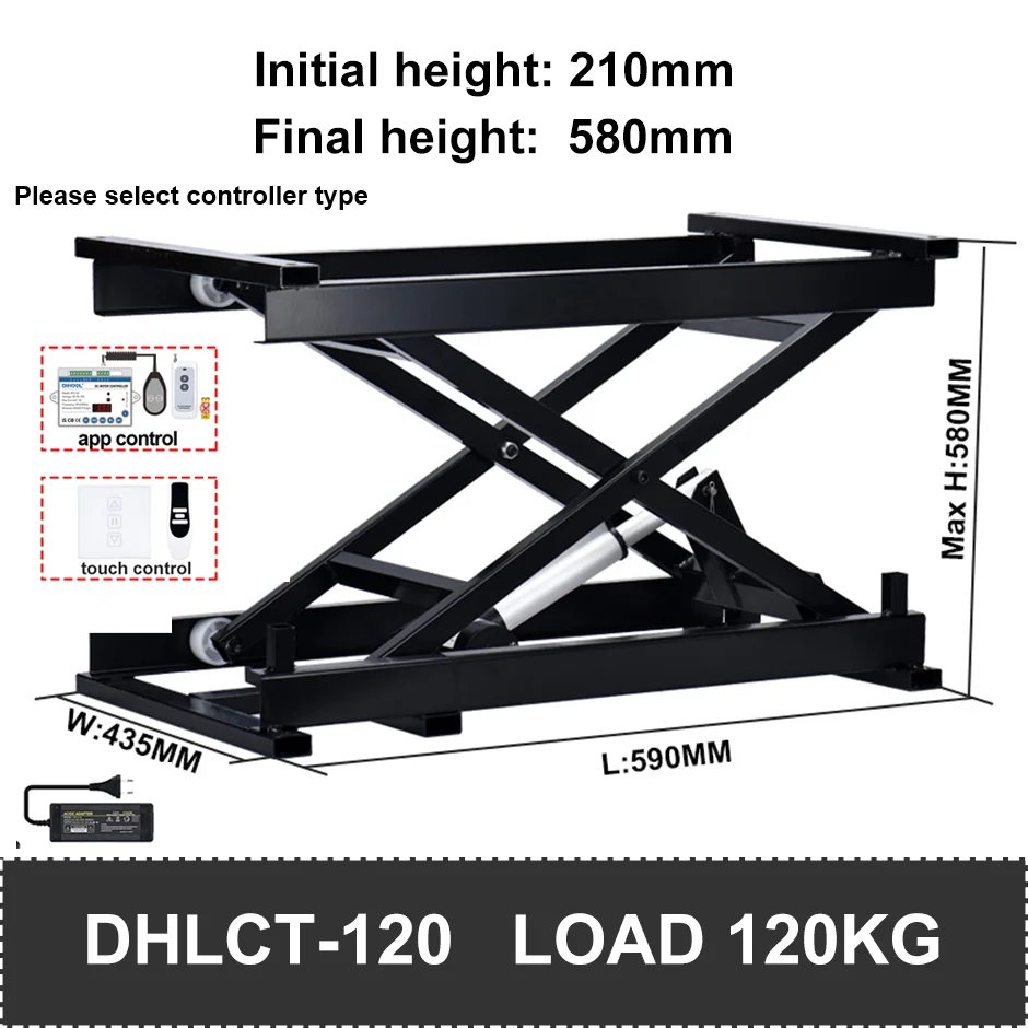 Electric Lifting Platform Tea Table 60/120/150kg Load Elevation Height Adjustable  Remote Control Motor Drive Iron Frame