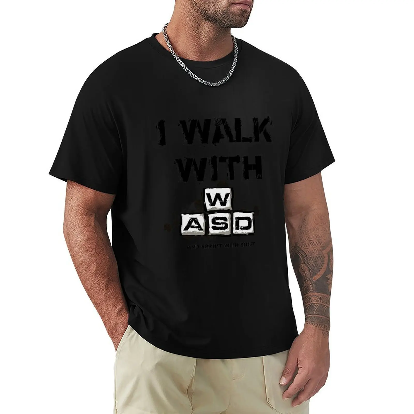 I WALK WITH WASD (And Sprint with Shift) T-Shirt Regular Fit Plain Tee Shirt