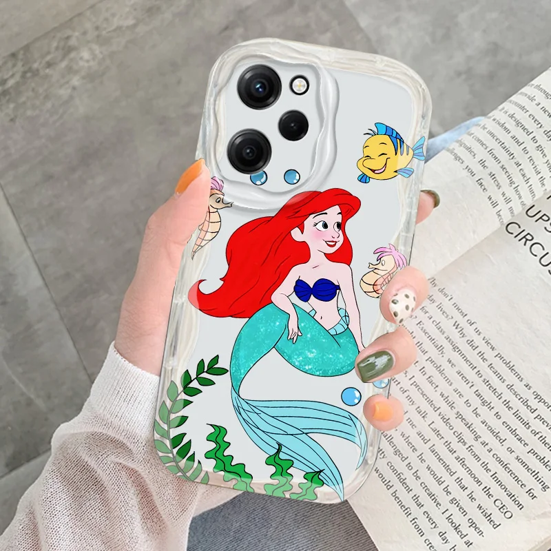 Disney The Little Mermaid Cream Phone Case For Xiaomi Mi 14 12 11 X T Lite Pro Poco F X M 2 3 4 5 6 C31 61 NFC GT Pro Funda Capa