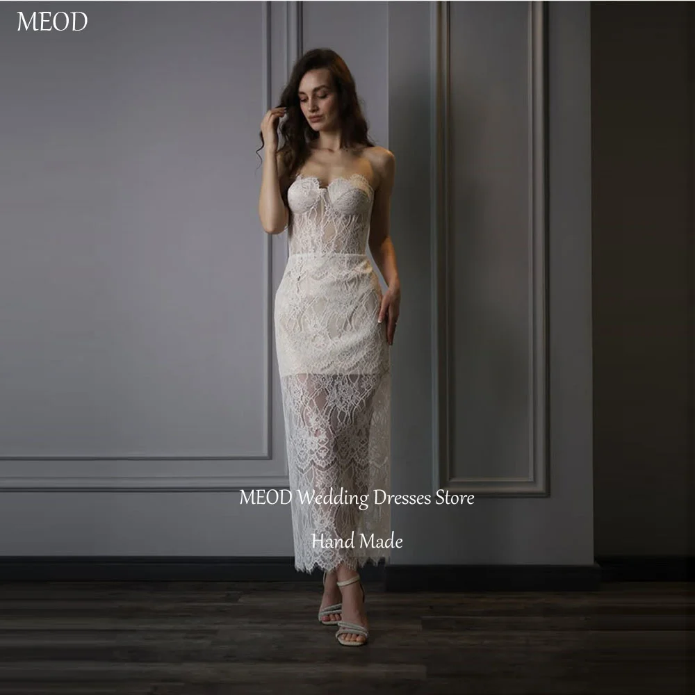 MEOD Formal Lace Wedding Dresses Backless Sweetheart Sleeveless Vestidos De Novia A Line Ankle Length Vintage Dress Customized