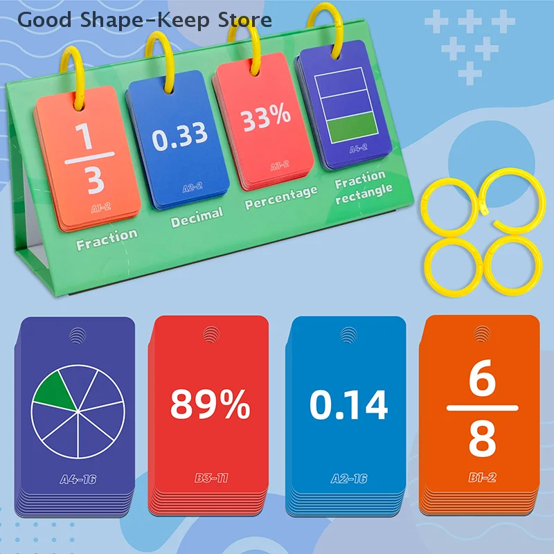 104PCS Educational Toys Decimal Fraction Percentage Conversion Cards Table Model Kids Thinking Cognition Training Aid