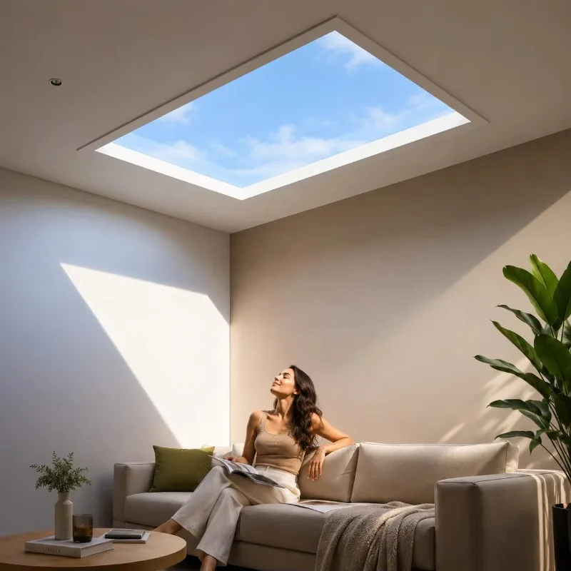 Smart Blue Sky Light Ceiling Lamp App Control Biological Rhythm Sun-like Artificial Skylight LED Panel for Bathroom Home Office