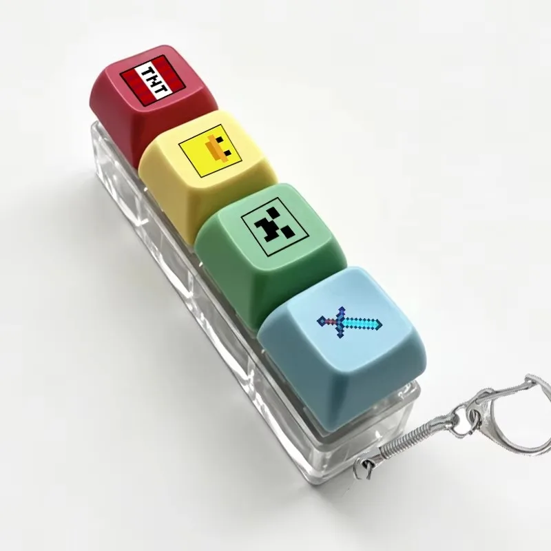 Hot Game Cartoon Mechanical Keyboard Key Cap Shaft Tester Keychain Key Ring Fingertip Press Dlow Pressure Novelty Toy Kids Gift