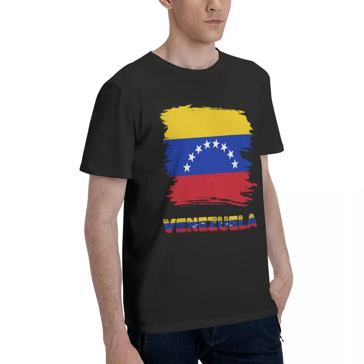 Vintage Venezuela Flag Washed Cotton T-Shirt Men's Summer Crewneck Oversize Tee Shirt Awesome Print Clothing