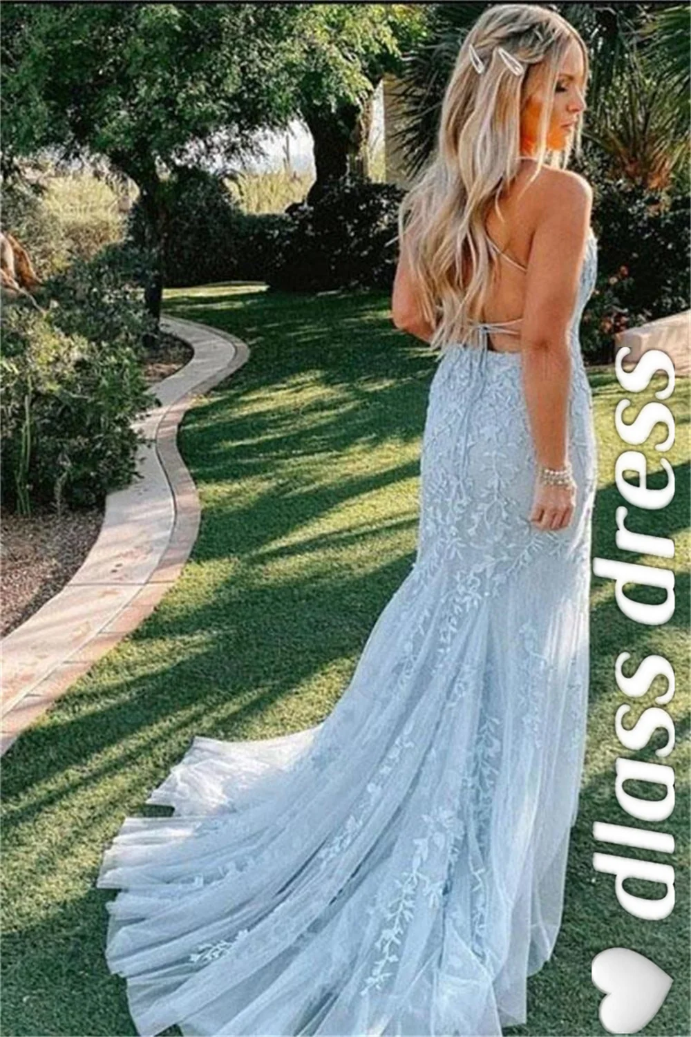 Vestidos de Noche largos de encaje de sirena, elegantes vestidos de tul sin tirantes con espalda abierta, tren de barrido, vestido de fiesta Formal sin mangas, 2022