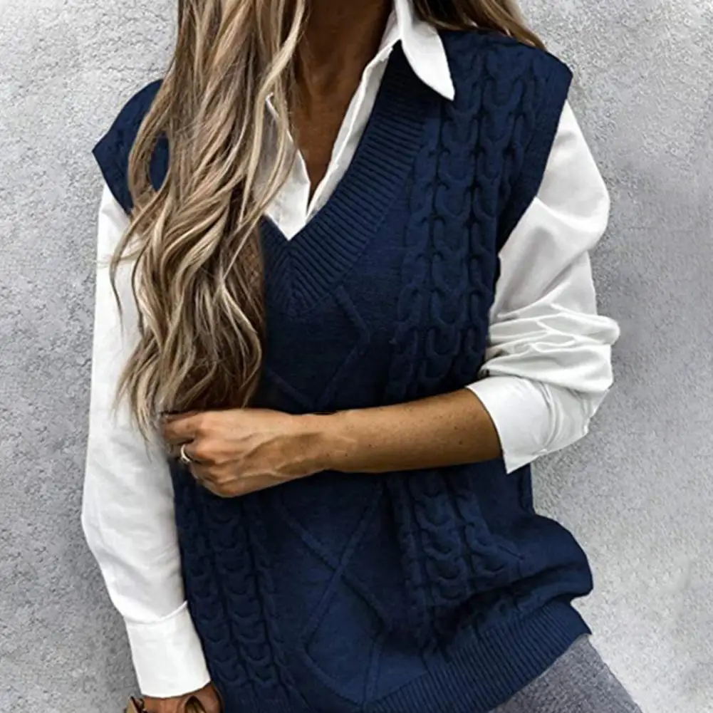 2024 Fall Winter Sweater Vests Women Solid Soft Lady Knitted Harajuku Unisex V-neck Casual New Sleeveless All-match Basic