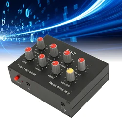 7 Band Sound Equalizer RCA Output Input 12dB High Bass Adjustment Dual Channel Digital Equalizer