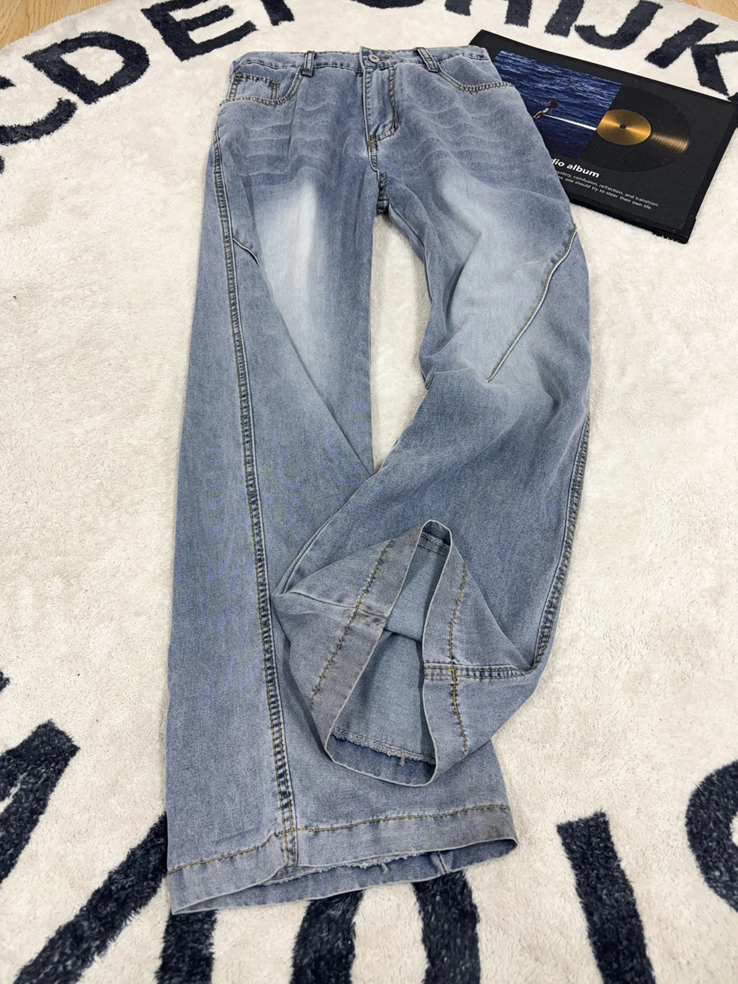 

Cleanfit American Sle Ry Silk Denim Jeans Men Summer Thin Straight Cool Sensation Ice Silk Loose Fit Straight Leg Jeans