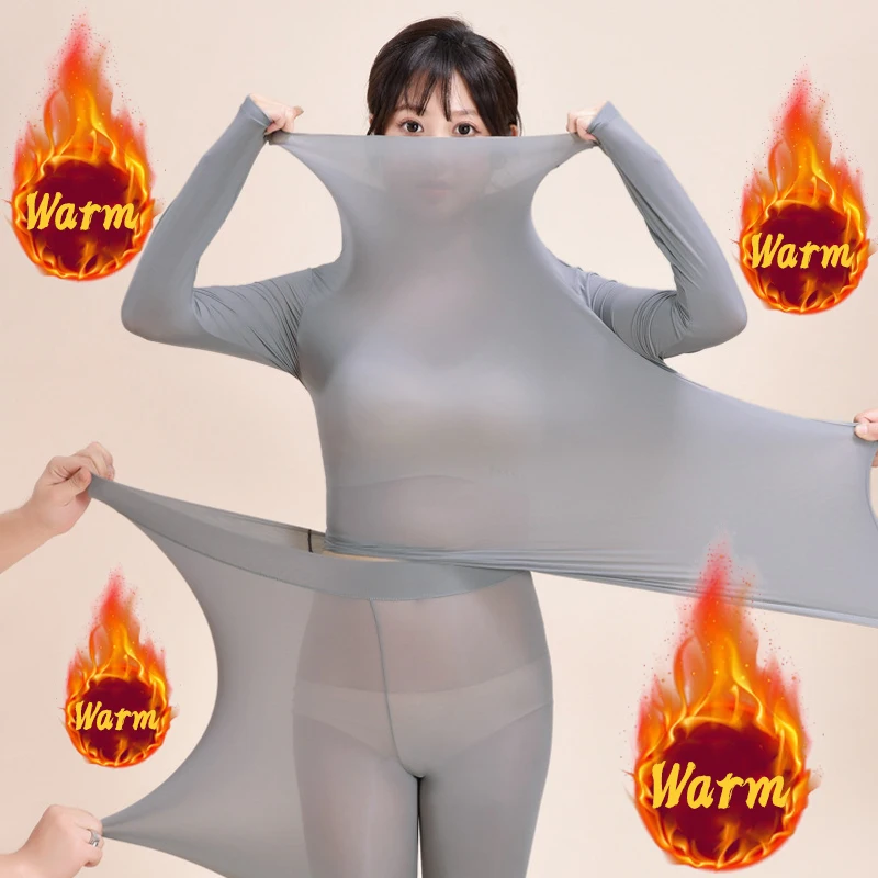 1/2 Pcs Women Autumn Winter High Collar Warm Base Set Seamless Single Layer Close-fitting Lock Warm Underwear Elastic Base Shirt