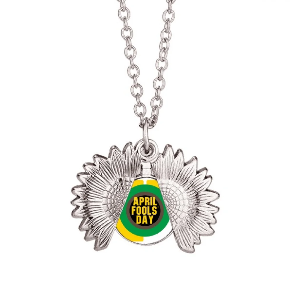 April Fool Day Art Deco  Fashion Sunflower Necklace Pendant Locket Jewelry