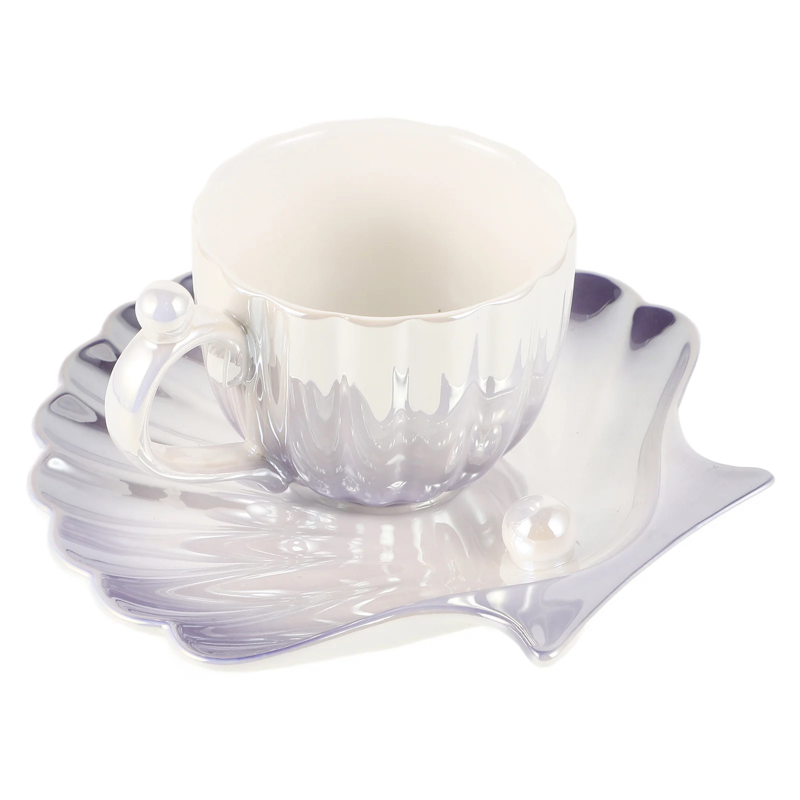 

1 set 1 Set Ceramic Coffee Cup Saucer Set Gradient Design Large Capacity For Tea Milk Latte Creative Shell Shape Mug Cup Saucer