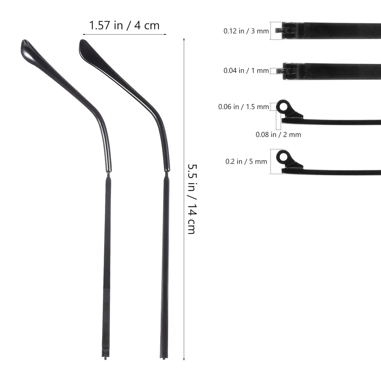 1Pair Heavy-Duty Metal Glasses Replacement Temples Universal Eyewear Frame Temple Arms for Sports Comfort Fit No Ear Pressure