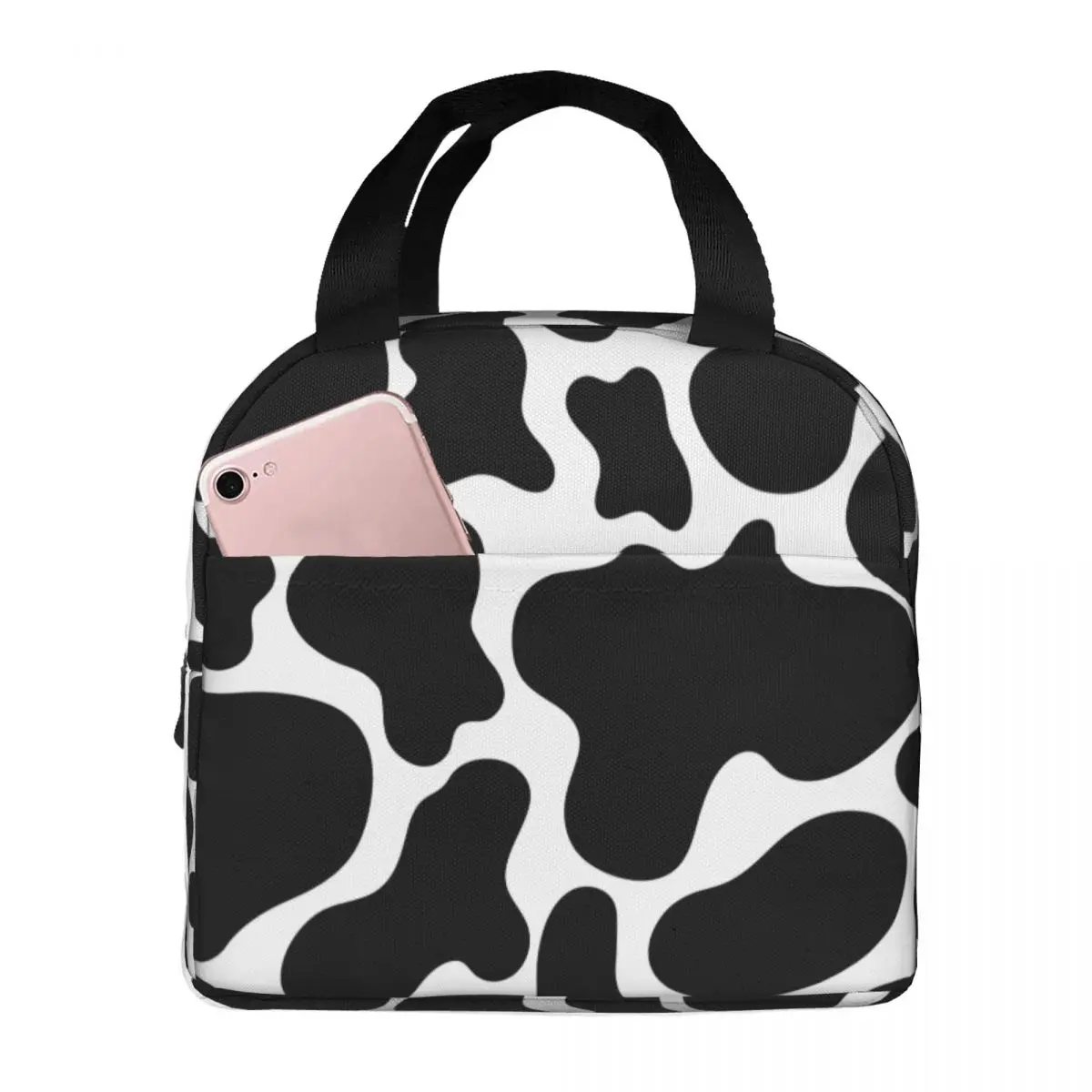 Cow Pattern Lunch Bags Portable Insulated Oxford Cooler Animal Thermal Cold Food Picnic Work Lunch Box for Women Girl