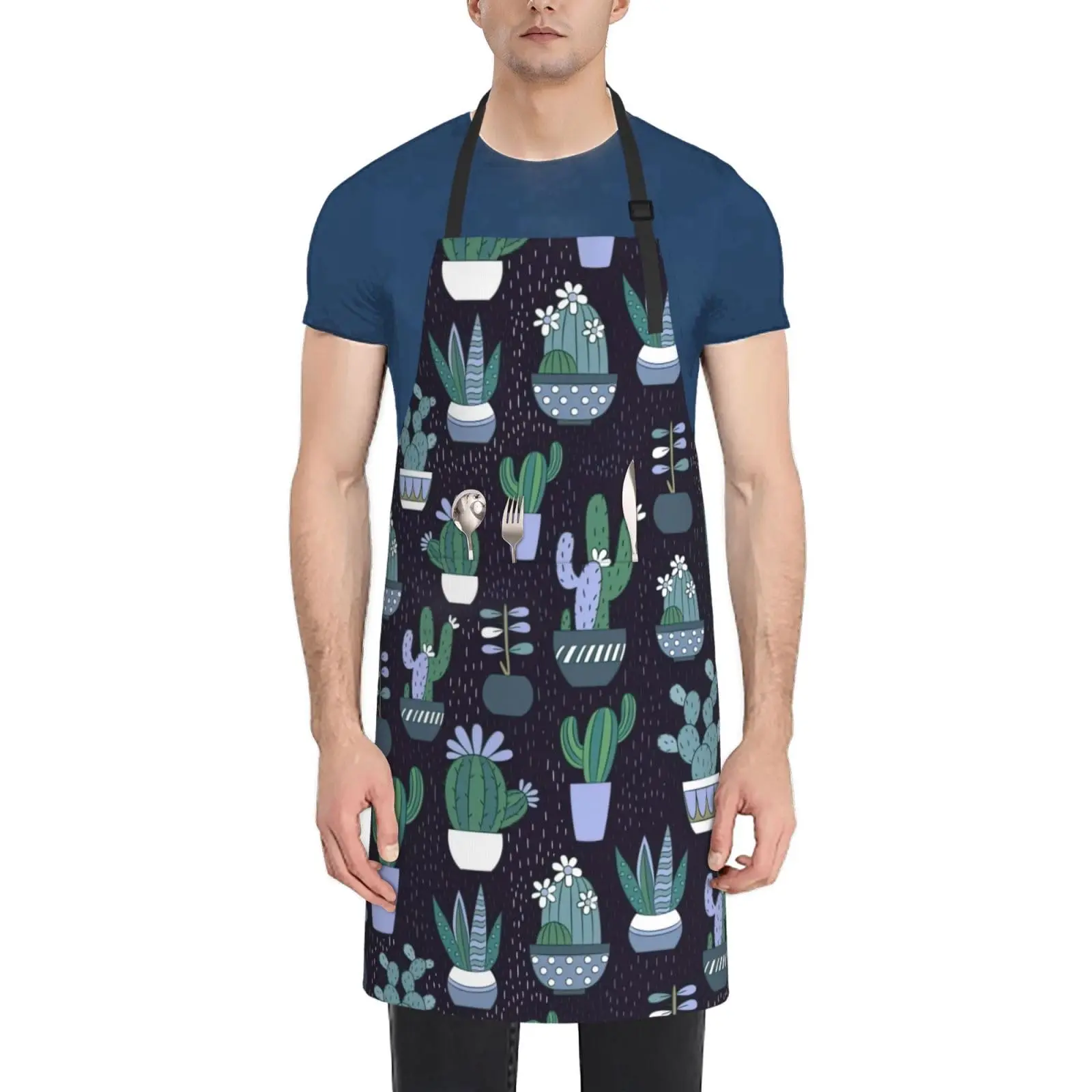 

Cactus Succulent Botanical Printed Apron with Pockets Waterproof Apron, Cooking Apron, Baking and Grilling Apron, Artist Apron,