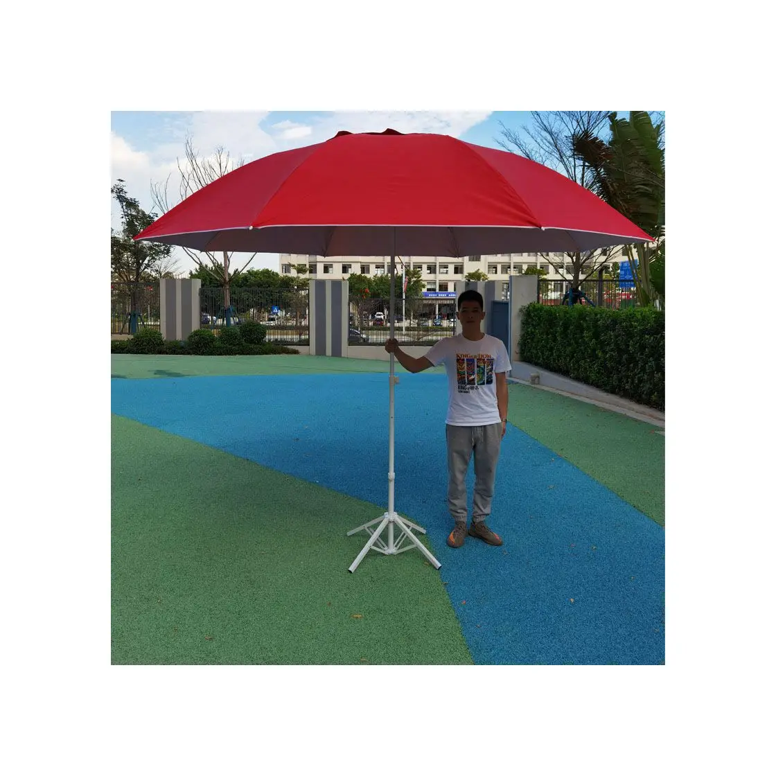 Outdoor Large Terrace Beach Windproof Folding Patio Umbrella With Stand Furniture Beach Tassel Umbrellas Summer Picnic Umbrella