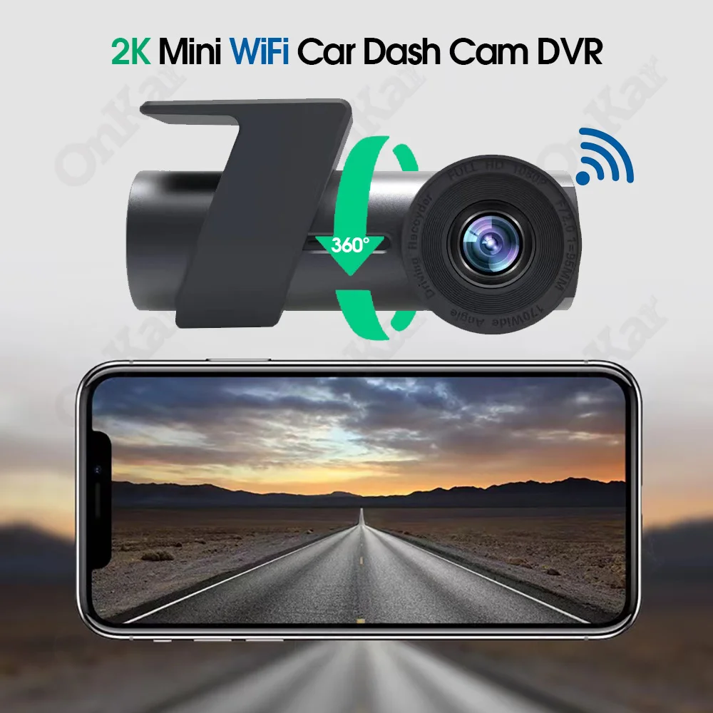 Dashcam Dash Cam Car DVR Camera 2K Black Box For Car With WiFi Rotatable Monitor After Parking Night Vision Loop Sound Recording