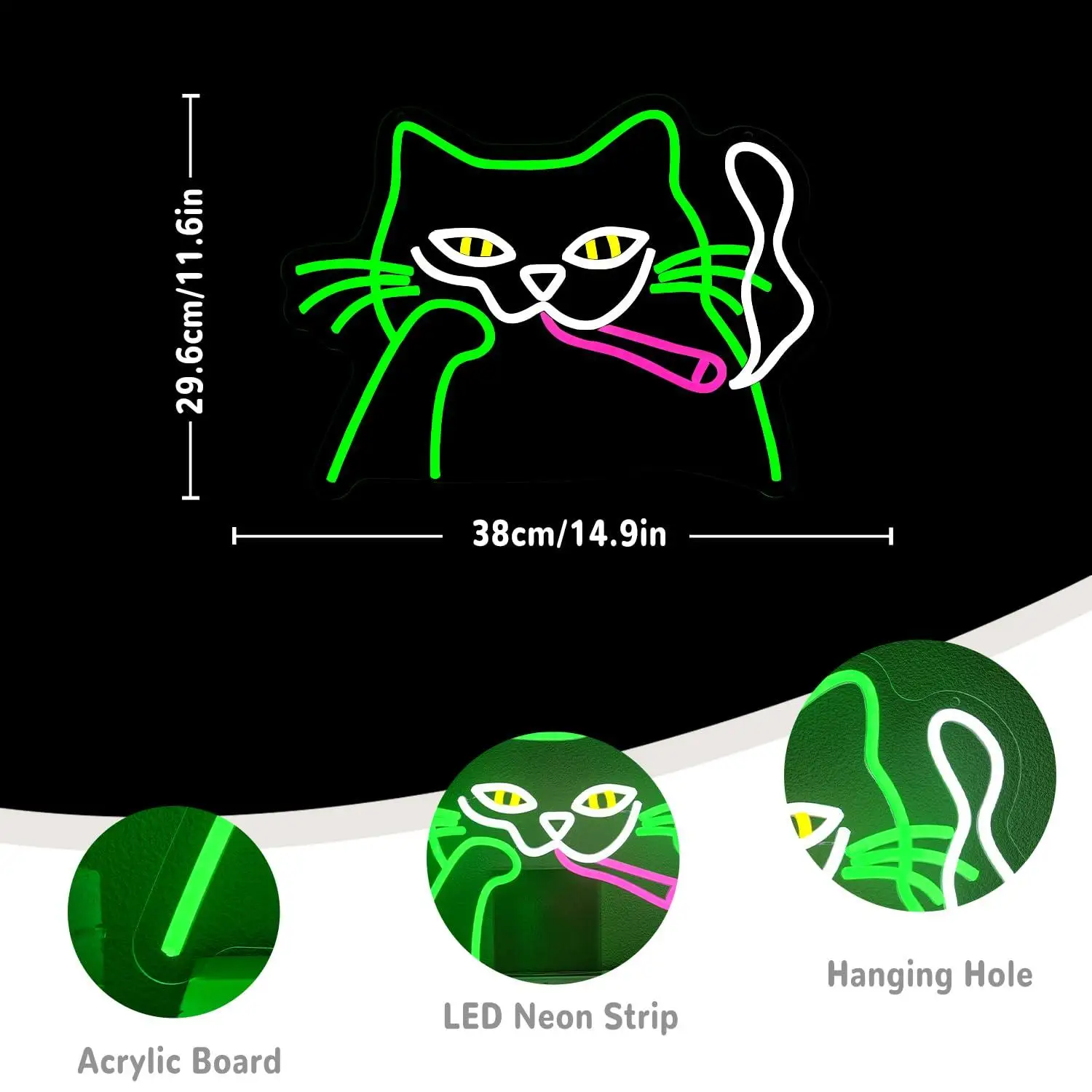 Cool Cat Neon Sign USB Dimmable LED Light for Bedroom Wall Decor Pet Shop Mall Funny Themed Aesthetic Decor Gifts Night Light