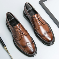 Oxford Shoes Genuine Calfskin Leather Brogue Dress Shoes Classic Business Formal Shoes Man Handcrafted Mens