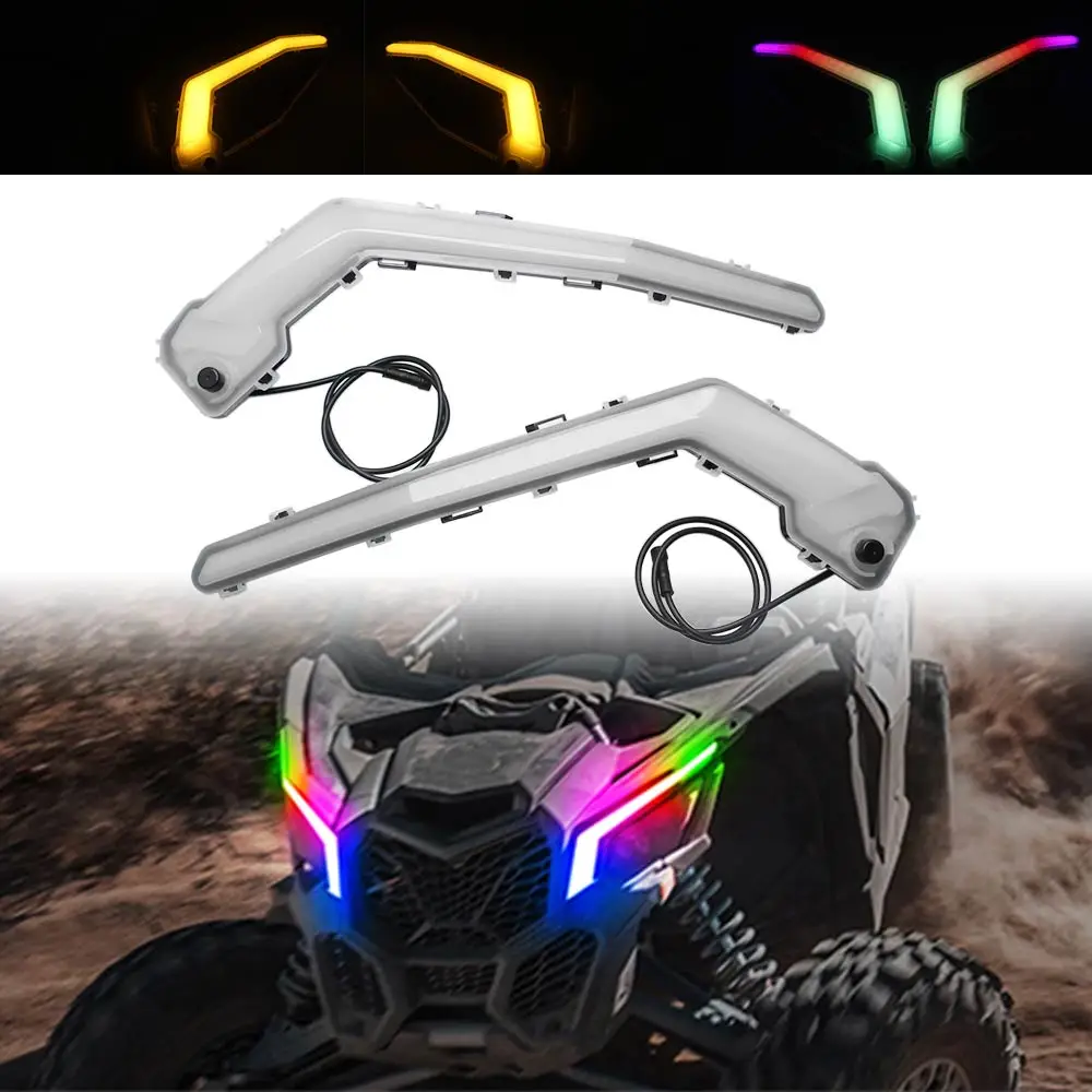 

For Can Am Maverick X3 Max R 4x4 Turbo XDS XRS 2017-23 UTV Accessory RGB LED Front Signature Light DRL Turn Signal Lamp Assembly