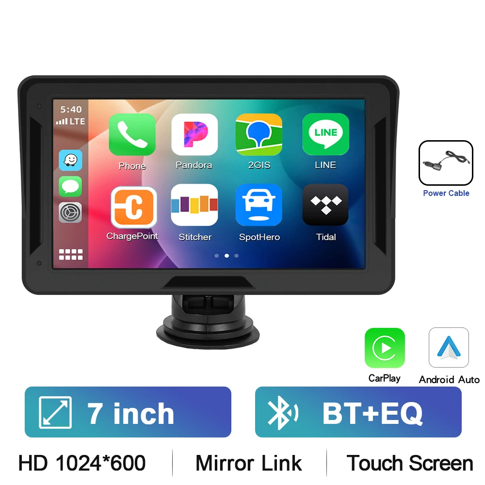 7Inch Draadloze CarPlay Speler Android Auto Radio Dash Board Monitor Multimedia Achteruitkijkcamera Draagbare Slimme Speler BT