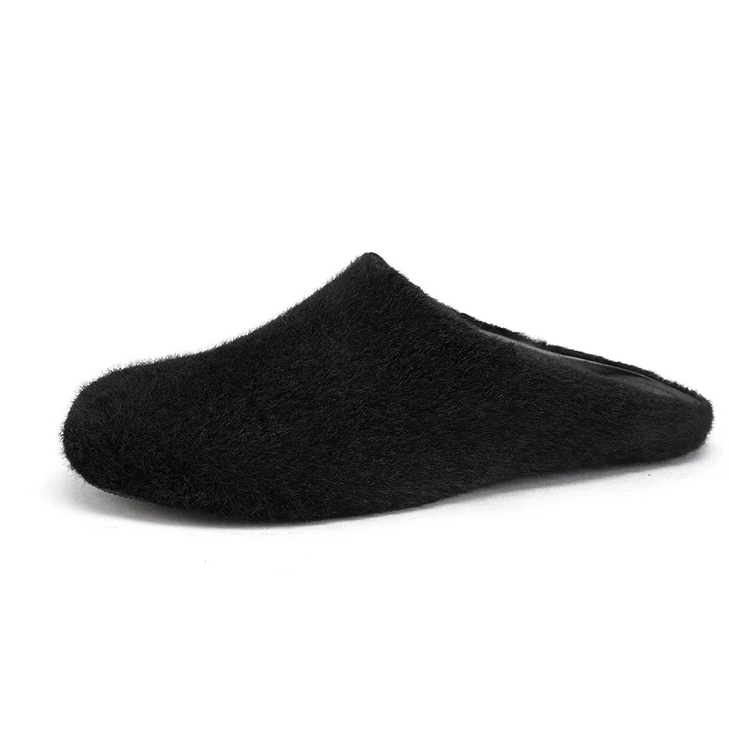 Women's Round Toe Fuzz Comfortable Fashion Slip On Hundred Flat Slippers