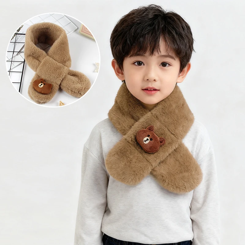 

2025 Autumn And Winter Children's Scarf Plush Thick Baby Neck Cartoon Korean Style Warm Scarf